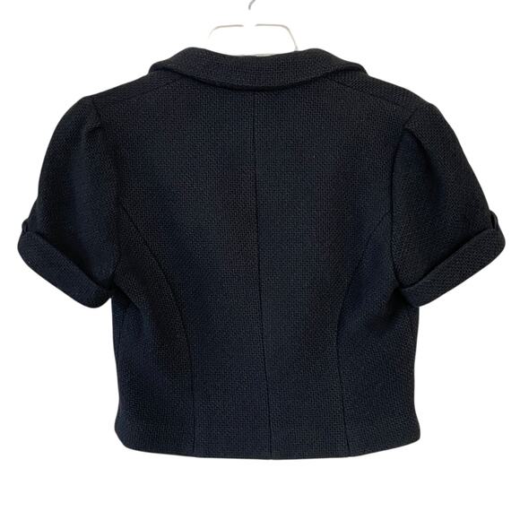 RALPH LAUREN RUGBY Women's Size 6 Black Wool Short Sleeve Lined Cropped Jacket - Picture 4 of 5